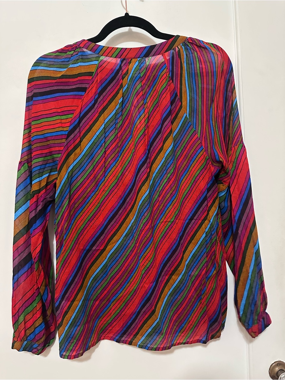 Anthropologie retro striped multicolor flowy peasant semi-sheer top- M - Picture 6 of 15